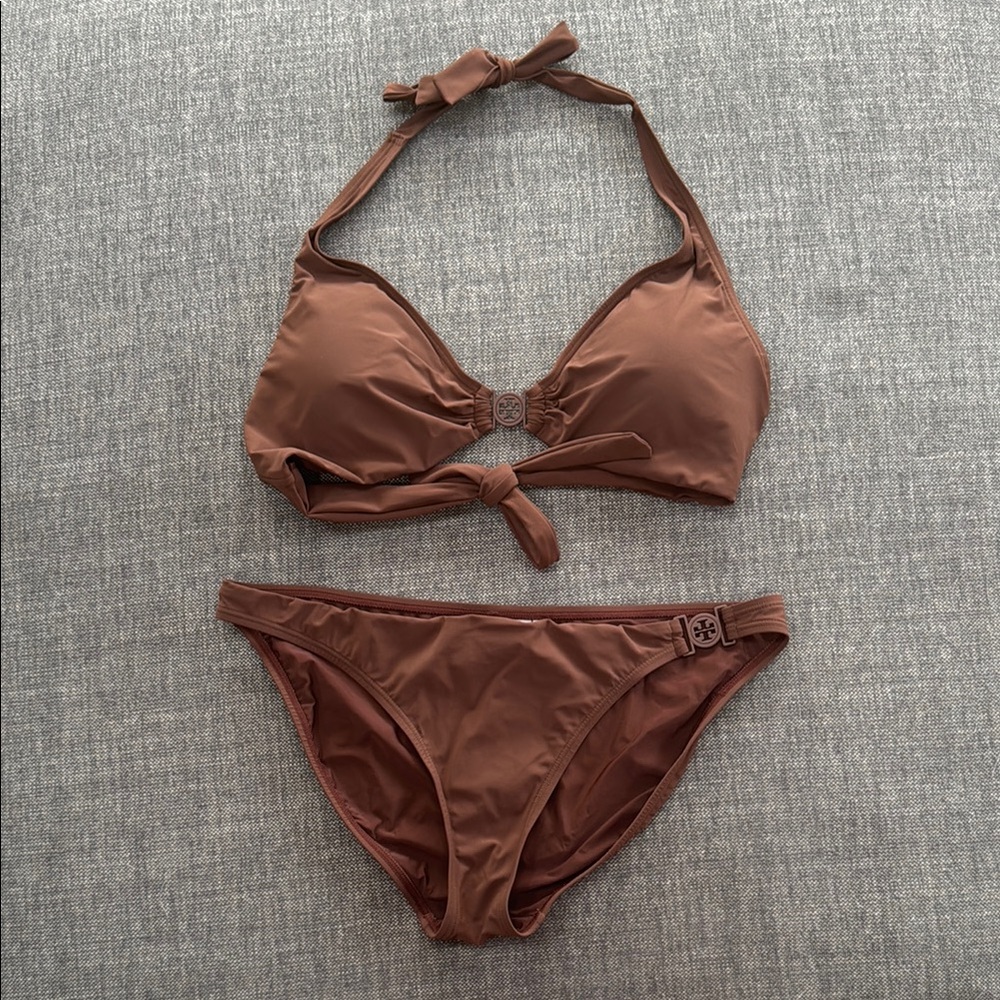 Tory Burch Brown Halter Bikini Set
